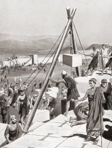 Atheners herbouwen hun stad onder leiding van Themistocles na de Perzische invasie van Griekenland, ca. 479 v.Chr., uit Hutchinson
