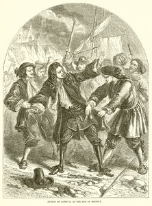 Aanval op James II op het eiland Sheppey door English School