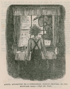 Vreselijke verschijning aan een heer, terwijl hij zich scheert, in de Edgware Road, Londen - 30 september 1846 door English School