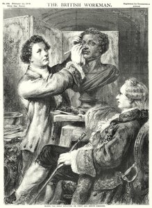 Bacon, de grote beeldhouwer; of, vroomheid en genialiteit gecombineerd (gravure) door English School