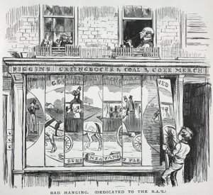 Slechte ophanging (toegewijd aan de R.A.s), illustratie uit Punch door English School