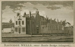 Bagnigge Wells, nabij Battle Bridge, Islington, Londen door English School