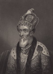 Bahadur Shah II, laatste Mughal-keizer (gravure) door English School