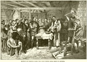 Doop van Virginia, het eerste blanke kind geboren in Amerika