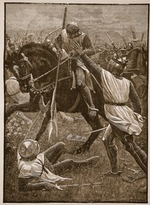 Slag bij Evesham: Koning Hendrik in gevaar, illustratie uit Cassells Geïllustreerde Geschiedenis van Engeland door English School