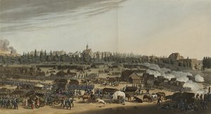 Slag bij Leipzig, 16-19 oktober 1813, uit Een geïllustreerd verslag van belangrijke gebeurtenissen in de annalen van Europa tijdens de jaren 1812, 1813, 1814 & 1815, 1815 (kleur aquatint) door English School