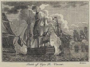 Slag bij Kaap St Vincent (gravure) door English School