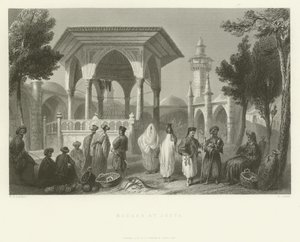 Bazaar in Jaffa, 1837 door English School