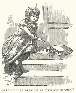 Belgisch Meisje Spelend bij "Knucklebones" (gravure) door English School