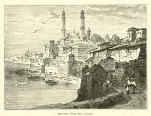 Benares, vanaf de Ganges door English School
