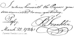 Benjamin Franklin, geb. 1706, overl. 1790
