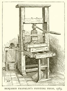 Drukpers van Benjamin Franklin, 1785 door English School