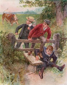 Pas op voor de stier! (kleur litho)