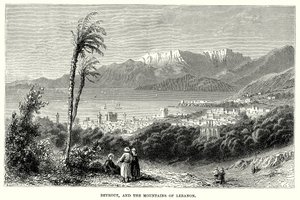 Beyrout en de bergen van Libanon (gravure) door English School