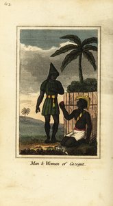 Bijogos man en vrouw van Cazegut (Bissagos-eilanden, Guinee-Bissau, West-Afrika)