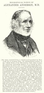Biografische Notitie van Alexander Anderson, MD (gravure)