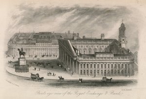 Vogelvlucht van de Royal Exchange en Bank