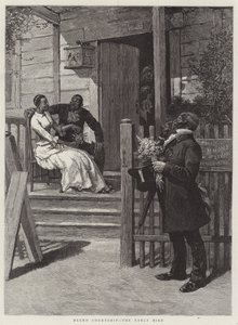 Zwarte Hofmakerij, de Vroege Vogel (gravure) door English School