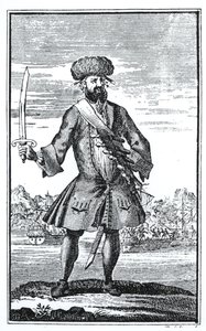 Zwartbaard de Piraat, uit A General History of the Robberies and Murders of the most Notorious Pyrates door Kapitein Charles Johnson, gepubliceerd 1724