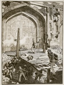 Opblazen van de Cashmere-poort in Delhi, illustratie uit Cassells Illustrated History of England door English School