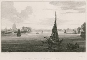 Boten op de rivier de Theems bij Battersea door English School