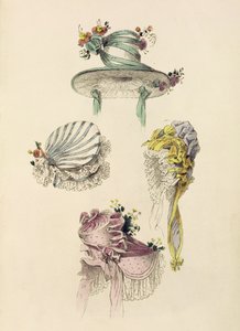 Hoeden voor een gelegenheid, modeplaat uit Ackermanns Repository of Arts