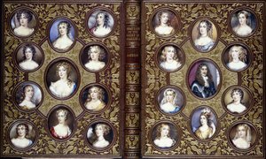 Boekomslag met tweeëntwintig portretminiaturen van Karel II en de mooie vrouwen van zijn hof, 1833 door English School