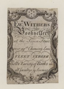 Boekverkopers, Edward Withers, handelskaart door English School