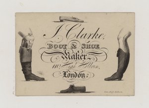 Laarzen- en Schoenmaker, J Clarke, handelskaart