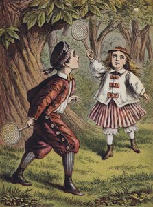 Jongen en meisje spelen met knuppel en bal
