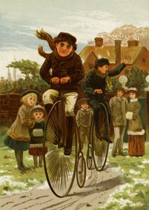 Jongens op fietsen door English School