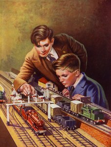 Jongens spelen met een treinset