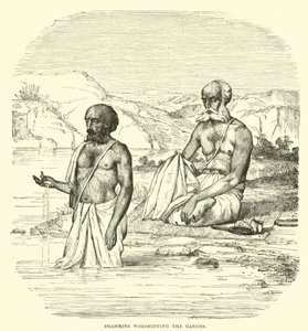 Brahmanen die de Ganges aanbidden