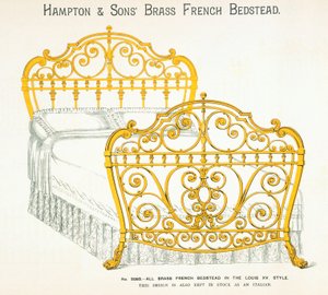 Messing Frans ledikant uit Hampton and Sons Catalogus van meubels, 1902