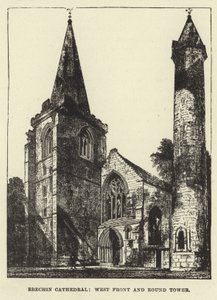 Brechin-kathedraal, westelijke gevel en ronde toren door English School