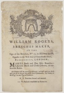 Broekmakers, William Rogers, handelskaart door English School