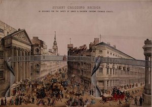 Brug over de straat bij Mansion House, ca. 1862 door English School