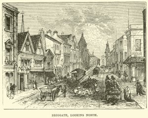 Briggate, kijkend naar het noorden door English School