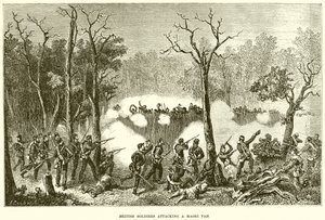 Britse Soldaten die een Maori Pah Aanvallen door English School