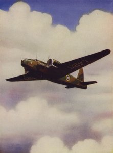 Britse Vickers Wellington middelzware bommenwerper in vlucht door English School