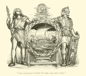 Brit en Romein, Groot-Brittannië, Het Onschendbare Eiland van de Wijze en Vrije (gravure) door English School