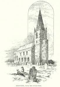 Brixworth, uit het zuidwesten (gravure) door English School