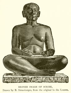 Bronzen beeld van schrijver (gravure)