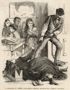 Brutale wandaad op een schoolmeester (gravure) door English School
