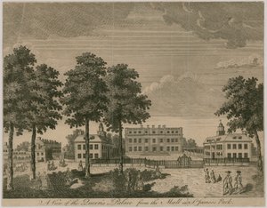 Buckingham House, Een uitzicht op het Paleis van de Koningin vanaf de Mall in St James