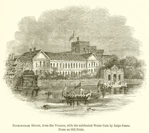 Buckingham House, vanaf de Theems, met de beroemde waterpoort door Inigo Jones