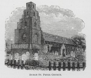 Burgh St Peter Kerk (gravure) door English School