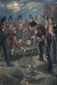 Begrafenis van generaal Sir John Moore na de Slag bij Corunna, Spanje, Peninsulaire Oorlog, 1809