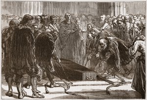 Begrafenis van Luther in de Schloss-Kerk, Wittenberg, illustratie uit De Geschiedenis van het Protestantisme door James Aitken Wylie, gepubliceerd in 1878