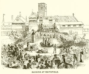 Brandstapel in Smithfield door English School